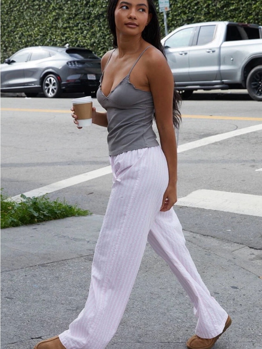 PacSun Pink Striped Linen Pants